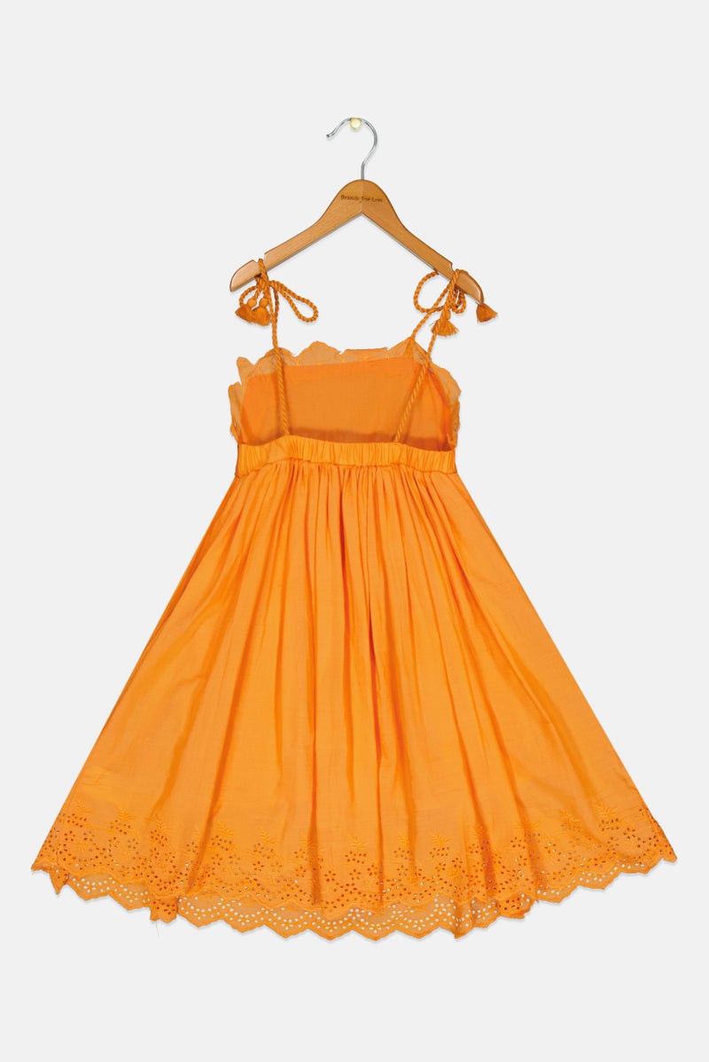 MISS Kids Girl Plain Casual Dress, Orange - Image 2
