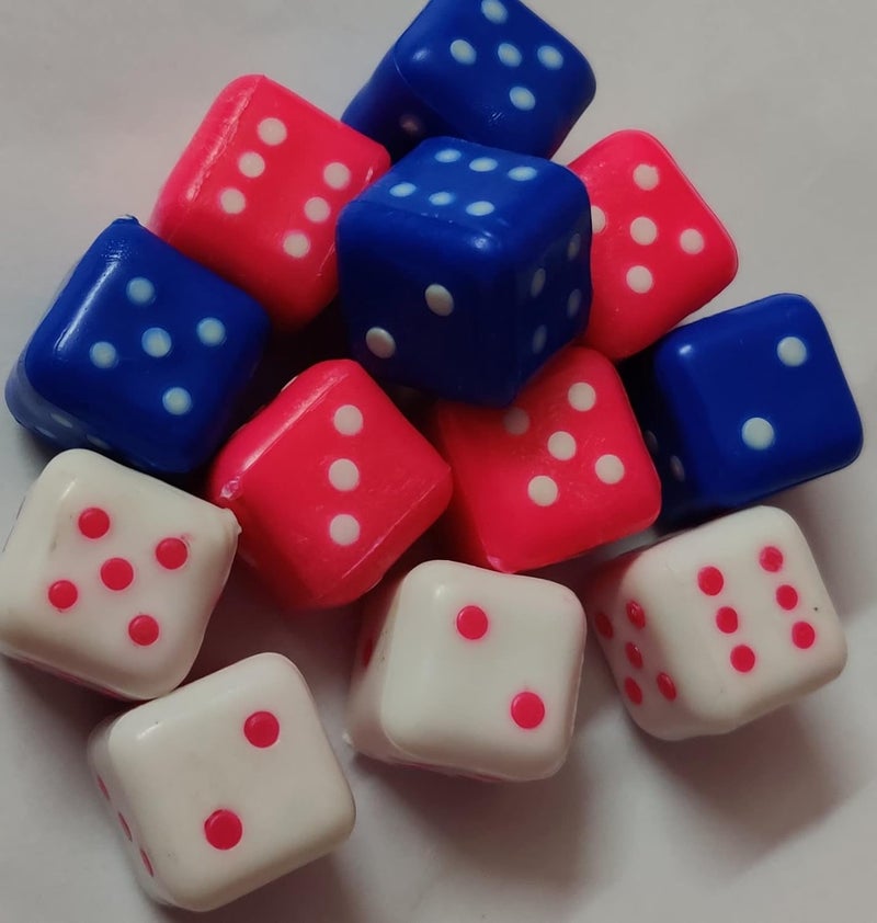 PMK E Store Six Sided 16mm Very Big Size Multi Color Dice or Die for Playing Board Games and Poker Chip Set Games||Playing dice Big Size|| Pack of (Pack of 12) - Image 1