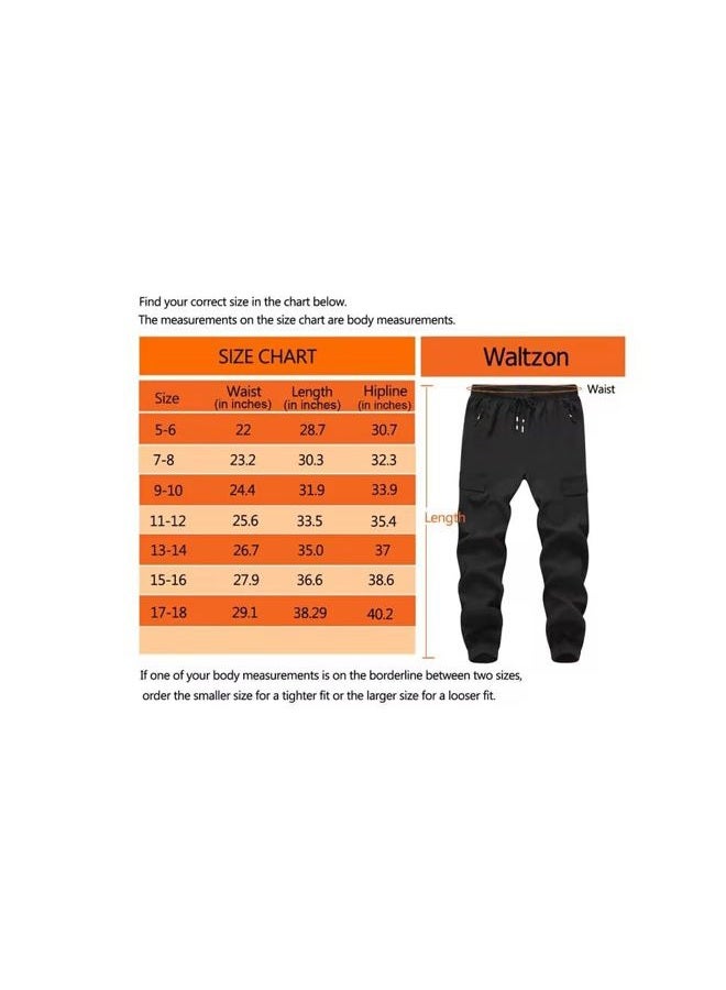 WaltZon Boy's Cargo Joggers Pants Youth Quick Dry Hiking Pull-On Lightweight Pants for Sports Outdoor with Zipper Pockets(3801-D.Gray18) - Image 3