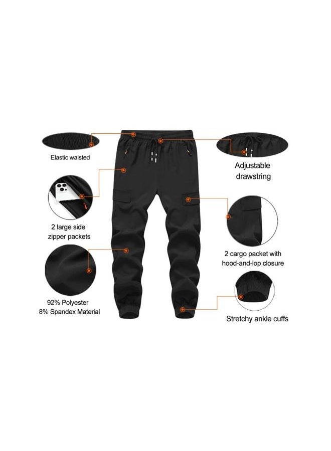 WaltZon Boy's Cargo Joggers Pants Youth Quick Dry Hiking Pull-On Lightweight Pants for Sports Outdoor with Zipper Pockets(3801-D.Gray18) - Image 2