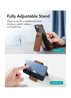 ESR ESR for Magsafe Wallet, Compatible with MagSafe Wallet, for iPhone Wallet with Adjustable Stand, for iPhone 16/15/14/13/12 Series, Not for iPhone 13/12 mini, 3 Card Holder, Vegan Leather, Brown  - Image 3