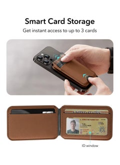 ESR ESR for Magsafe Wallet, Compatible with MagSafe Wallet, for iPhone Wallet with Adjustable Stand, for iPhone 16/15/14/13/12 Series, Not for iPhone 13/12 mini, 3 Card Holder, Vegan Leather, Brown  - Image 4
