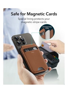 ESR ESR for Magsafe Wallet, Compatible with MagSafe Wallet, for iPhone Wallet with Adjustable Stand, for iPhone 16/15/14/13/12 Series, Not for iPhone 13/12 mini, 3 Card Holder, Vegan Leather, Brown  - Image 5