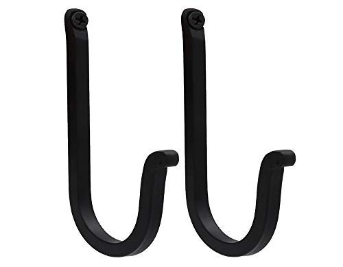 THDC Single Prong Wrought Iron Hooks, Vintage Hand Forged Iron Curved Metal Fastener Decorative Colonial Wall Décor, Heavy Duty Wall Hooks, Hangers for Keys, Coats, Robe, Bags, Home, Kitchen (2) - Image 1
