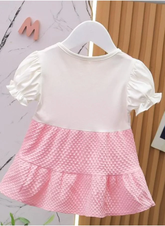 YUNIQEE Pink A-Line Crew Neck Printed Dress