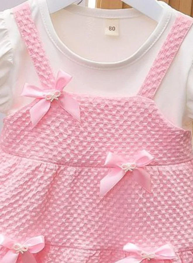 YUNIQEE Waffle Bow Tiered Dress