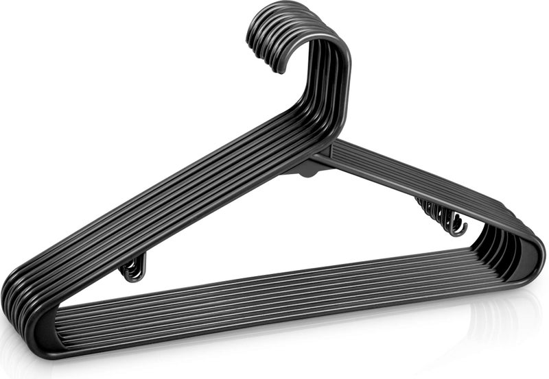 Utopia Home Plastic Hangers 20 Pack - Space Saving Clothes Hanger - Durable & Strong Closet Organizers and Storage with Built-in Strap Hooks - Essential for Shirts, Pants, Skirts & Coats (Black) - Image 5