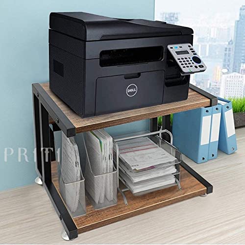 Priti Wood Printer Stand, Multipurpose Storage Shelf for Home, Office, Printer Desk, 2 Tier (Brown) - Image 2