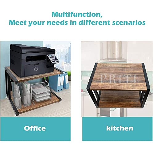 Priti Wood Printer Stand, Multipurpose Storage Shelf for Home, Office, Printer Desk, 2 Tier (Brown) - Image 5