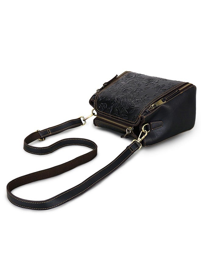 LETEULO Crossbody Bag for Women Leather Top Handle Tote Purses Vintage Satchels Handbag (Black) - Image 4
