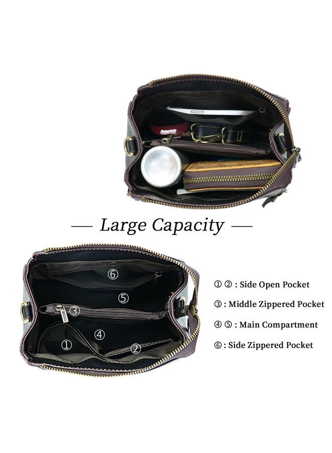 LETEULO Crossbody Bag for Women Leather Top Handle Tote Purses Vintage Satchels Handbag (Black) - Image 3