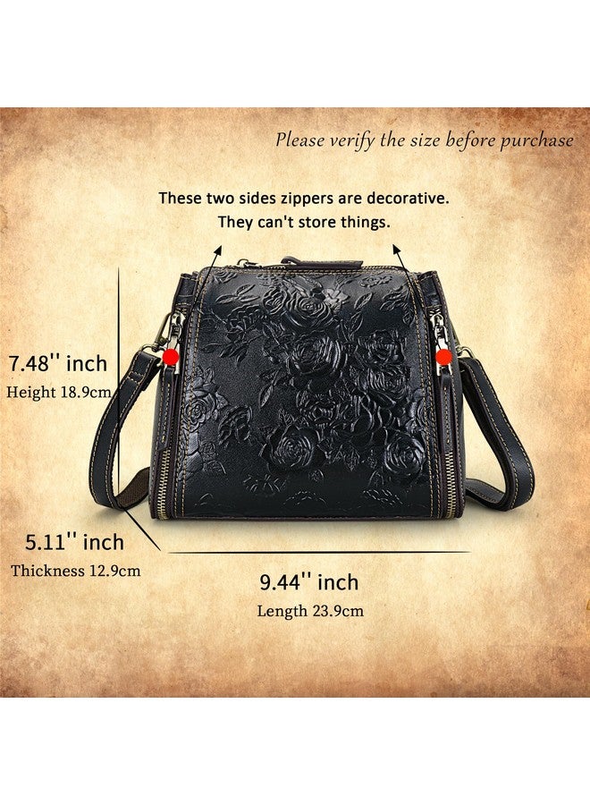 LETEULO Crossbody Bag for Women Leather Top Handle Tote Purses Vintage Satchels Handbag (Black) - Image 1