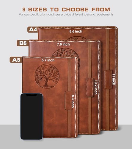 Biuwory Lined Journal Notebook for Women Men,256 Pages A4 Large Hardcover Leather Journals for Writing,Travel,Business,Work,School,College Ruled Notebooks for Note Taking,Diary Notepad 8.6"×11" (Brown) - Image 2