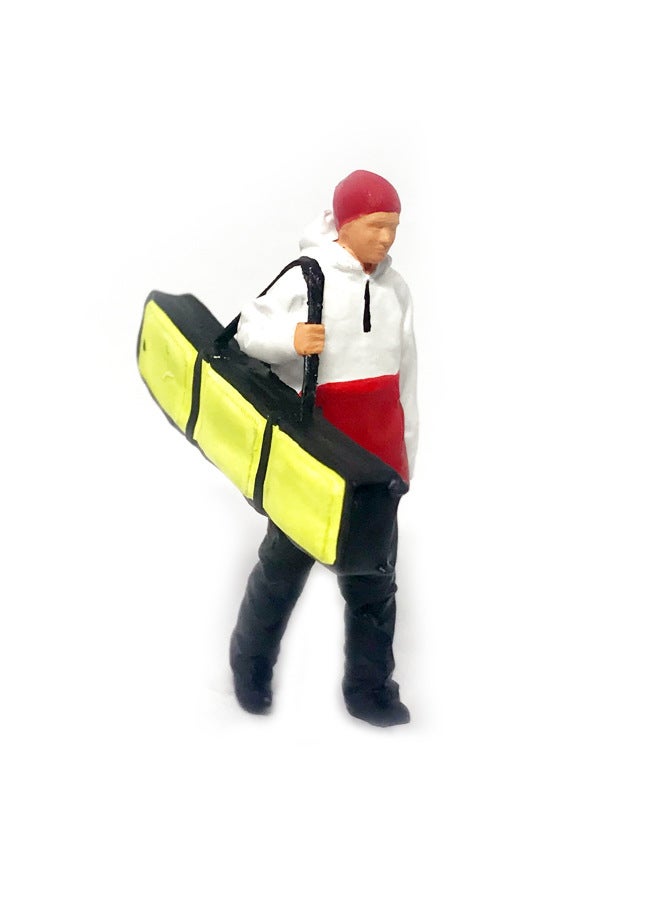 Sand Table Micro-beat Model Toy HO Scale 1/87 Ice And Snow Sports 1/64 Ski Miniature Model Hand Ornaments-Color:1:87 Preferred Edition Ski Backpack Boys White Red  - Image 1