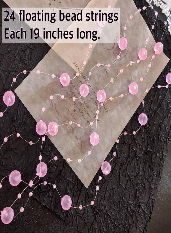 TeaSu 24Pcs Floating Bead String for Floating Candle Centerpieces, Colorful Pearl Bead for Vase Filler, Table Centerpiece, Wedding Reception and Home Decoration - Pink - Image 5