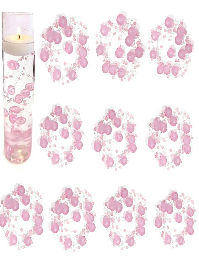 TeaSu 24Pcs Floating Bead String for Floating Candle Centerpieces, Colorful Pearl Bead for Vase Filler, Table Centerpiece, Wedding Reception and Home Decoration - Pink - Image 1