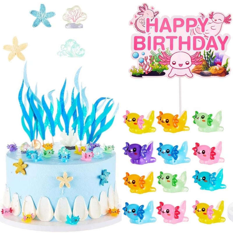 MANGO Birthday Decoration 26Pcs Axolotl Birthday Party Decoration Childrens Holiday Decoration Gift Cute Mexican Blunt Mouth Salamander Theme for Boys and Girls Welcome Baby Party - Image 2