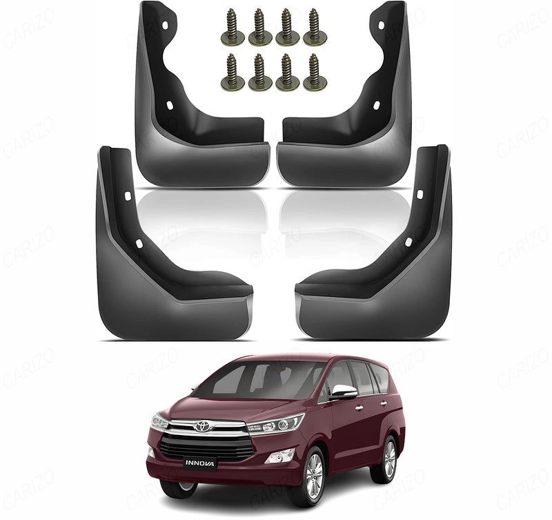 CARIZO® Car Heavy Duty Cup Type Splash Mud Guards | OE Type Front and Rear Mud Flaps | Pack of 4 | Compatible with Toyota Innova Crysta - Image 1