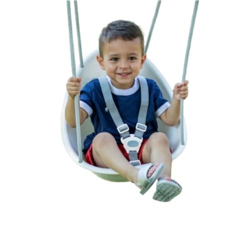 Swurfer Coconut Toddler Swing Comfy Baby Outdoor 3 Point Adjustable Safety Harness Secure Safe Quick Locking System BlisterFree Rope Easy Installation Ages 9 Months and Up Ivo White - Image 2