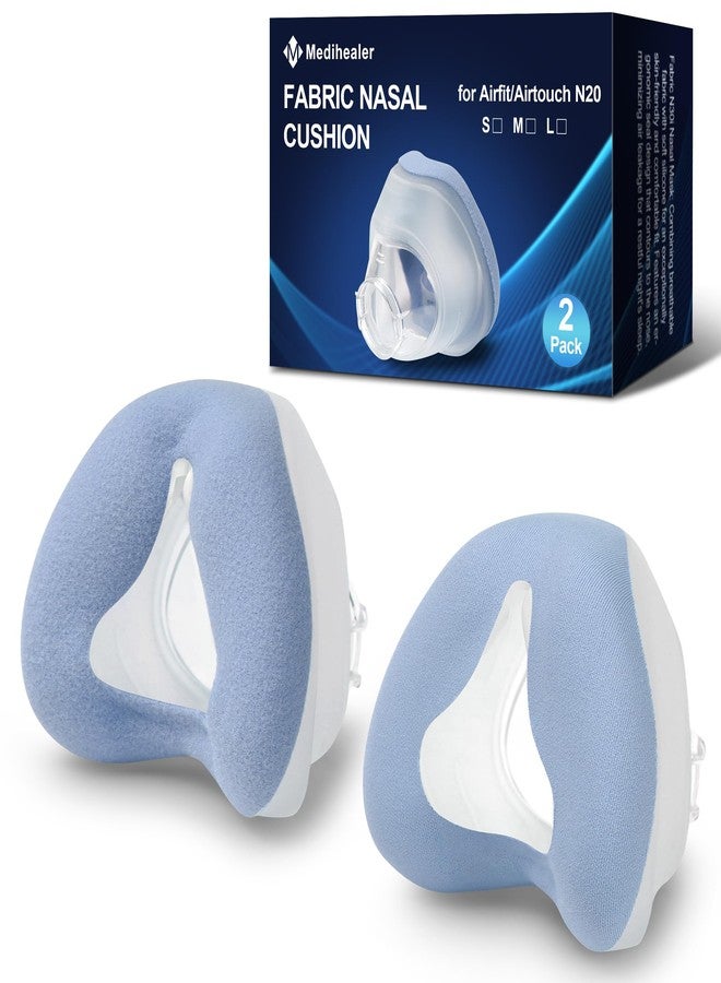 Medihealer 2 PCS Nasal Cushion for AirFit N20(M),1 pc Soft Fabric Nasal Cushion and 1 pc Velvet-Lined CPAP Nasal Mask Cushion for AirTouch N20, Soft Fabric for All Seasons, Velvet-Lined for Fall/Winter(Blue) - Image 1