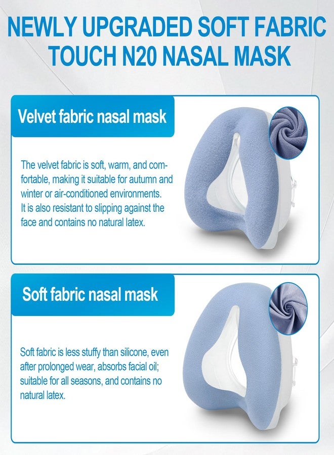 Medihealer 2 PCS Nasal Cushion for AirFit N20(M),1 pc Soft Fabric Nasal Cushion and 1 pc Velvet-Lined CPAP Nasal Mask Cushion for AirTouch N20, Soft Fabric for All Seasons, Velvet-Lined for Fall/Winter(Blue) - Image 2