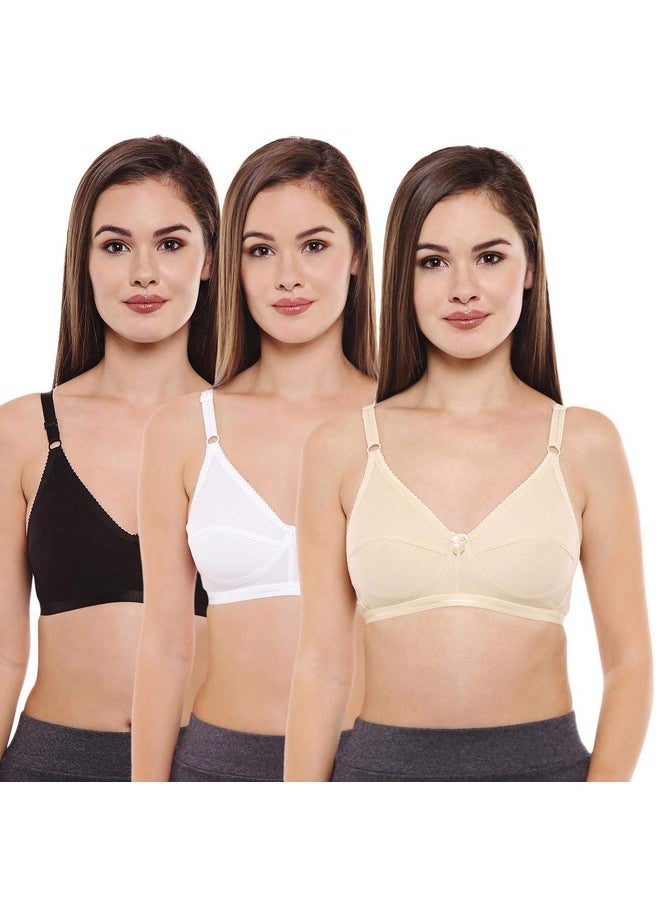 بودي كير حمالة صدر نسائية عادية من القطن غير مبطنة وغير مزودة بأسلاك من BODYCARE (E1517BSW(BCD)-36D_أسود وأبيض_36)  - Image 1