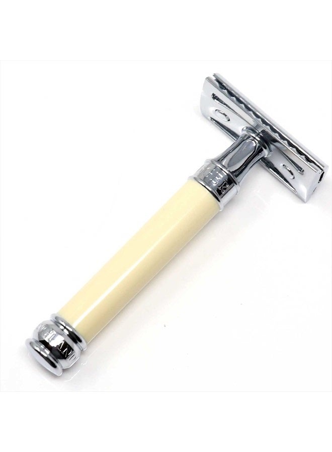 Edwin Jagger DE87 ماكينة حلاقة أمان من الستانلس ستيل (مشط مغلق) مزيفة من العاج - Image 3