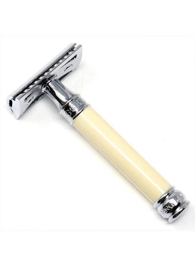 Edwin Jagger DE87 ماكينة حلاقة أمان من الستانلس ستيل (مشط مغلق) مزيفة من العاج - Image 2