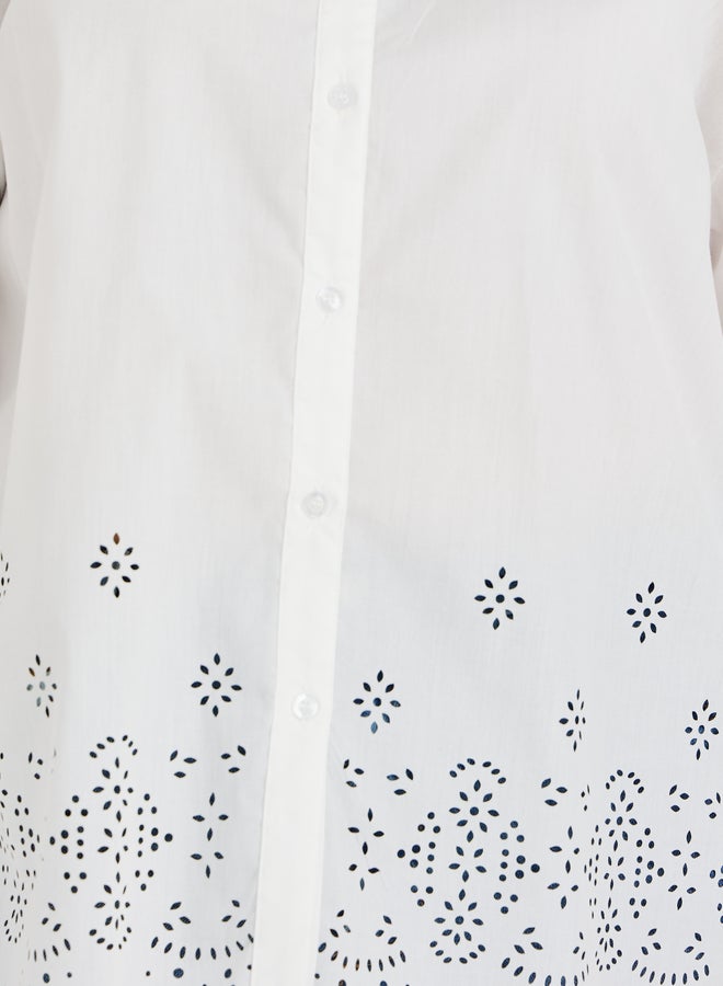 Styli Styli Plus Size Scalloped Hem Spread Collar Shirt  - Image 3