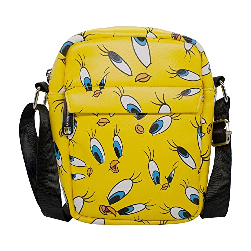 Buckle Down Looney Tunes Bag, Crossbody, Tweety Expressions Scattered, Yellow, Vegan Leather - Image 1