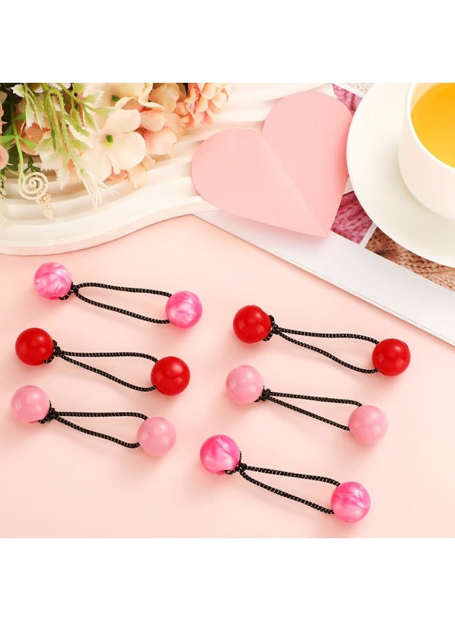 Jutom 24 Pieces Hair Tie Balls 20mm Bubble Ponytail Holders for Girls Double Bead Bubble 80s 90s Hair Balls Tie Elastic Accessories for Baby Toddler(Pink Series) - Image 4