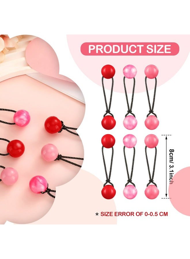 Jutom 24 Pieces Hair Tie Balls 20mm Bubble Ponytail Holders for Girls Double Bead Bubble 80s 90s Hair Balls Tie Elastic Accessories for Baby Toddler(Pink Series) - Image 2