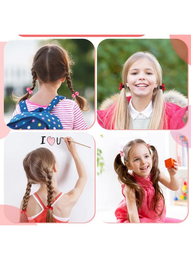 Jutom 24 Pieces Hair Tie Balls 20mm Bubble Ponytail Holders for Girls Double Bead Bubble 80s 90s Hair Balls Tie Elastic Accessories for Baby Toddler(Pink Series) - Image 5