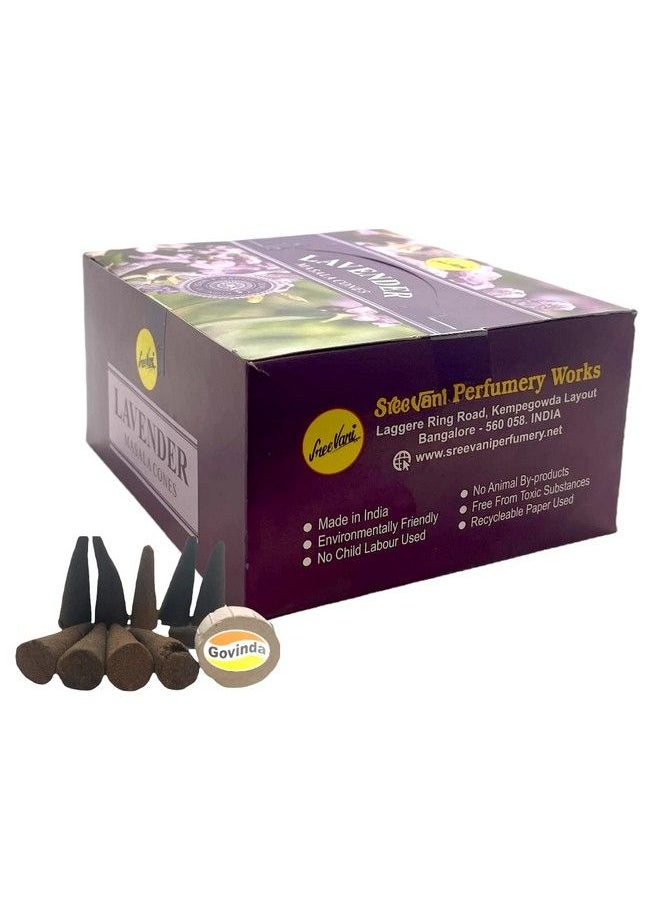 Govinda - Sreevani Natural Masala Incense Cones And Holder Bundle 120 Cones Total Lavender - Image 1