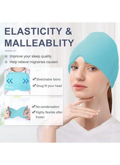 Fazza Migraine Relief Cap, Gel Headache Relief Cap, Migraine Ice Compress Turban Cap, for Puffy Eyes, Tension & Stress Relief, Reusable Cold/Hot Therapy (Blue)  - Image 4