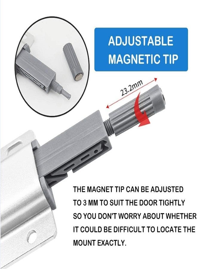 Met Craft 8 pc Magnetic Heavy Duty Push to Open Close Door Latches for Cabinets, Push to Release Pop Out Kitchen Hardware for Drawer, Closure, Cupboard, Wardrobe, Closet, Door (Silver-Grey) - Image 5