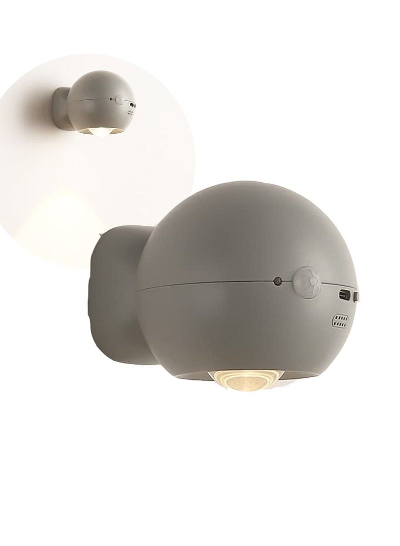 NIBEMINENT Night Light Motion Sensor Led Wall Sconce Portable Lamps with Battery Operated 3 Brightness 360° Magnetic Ball USB Charging for Living Room Bedroom Hallway Home Decor - Image 1