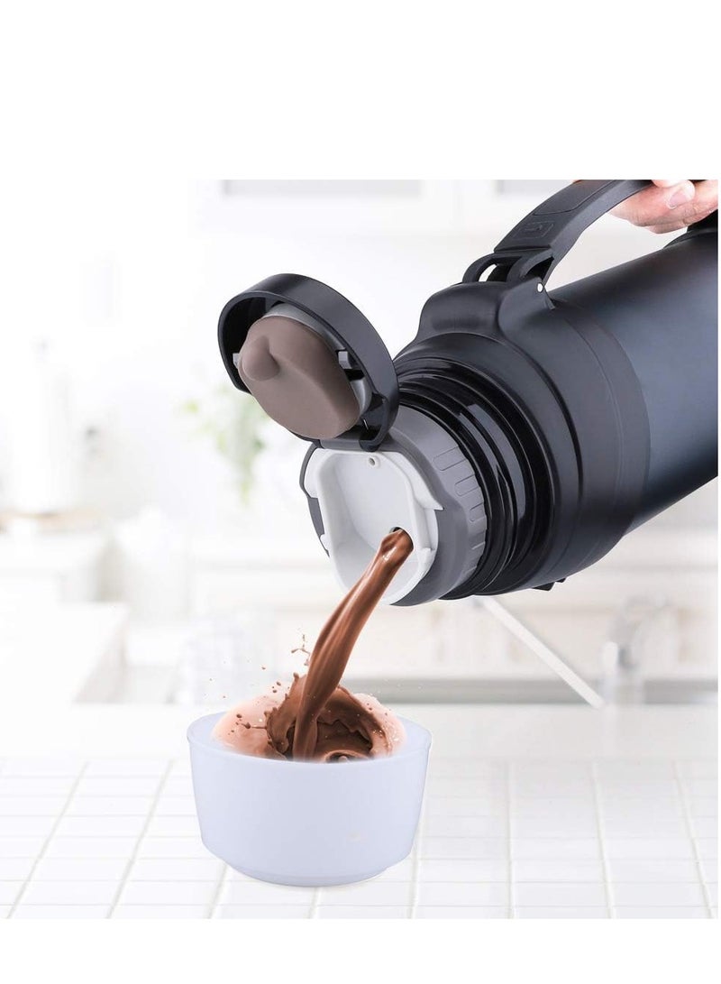 ميكسد قارورة كبيرة - زجاجة عازلة من الفولاذ المقاوم للصدأ بسعة 2.5 لتر للسفر مع كوب خالٍ من مادة BPA زجاجة ترمومتر كبيرة الحجم معزولة بالتفريغ مع مقبض وحزام للمشروبات الساخنة والباردة - Image 3