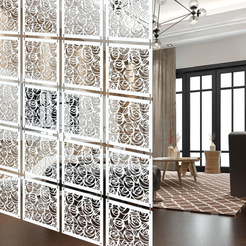 Olive Tree Olive Tree Wooden Room Divider for Living RoomElegant and Modern Hanging StyleScreen Partition for Decorate Bedroom Dining Room Aesthetic Separator for Home 12 Panels 115X115 White8026  - Image 2