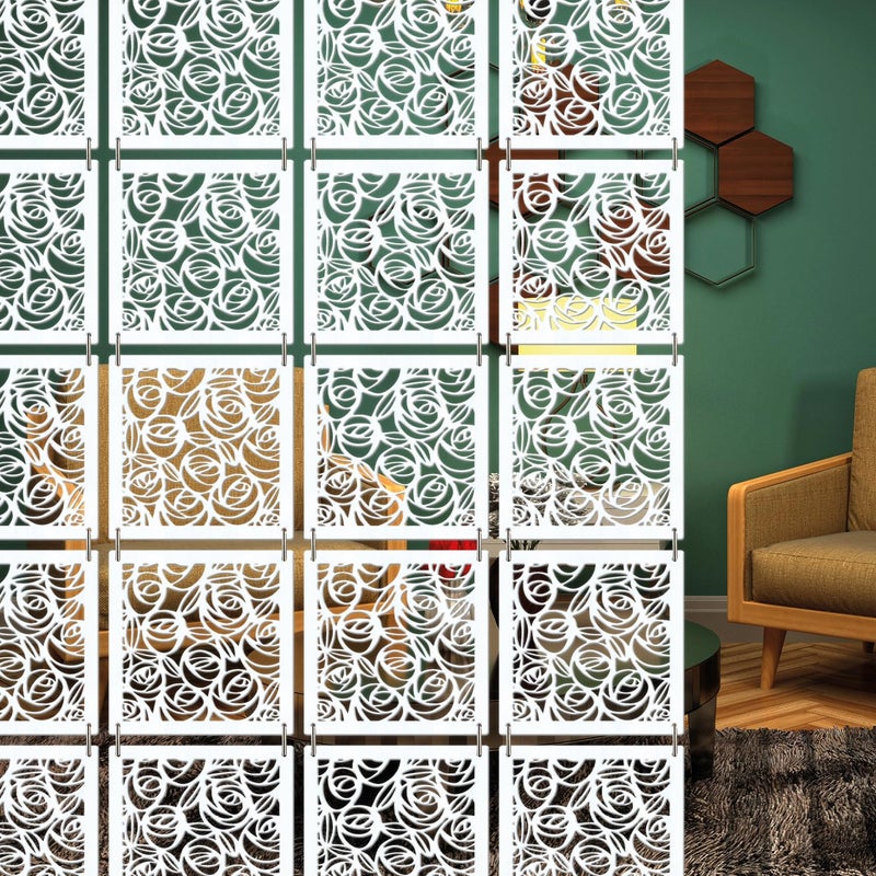Olive Tree Olive Tree Wooden Room Divider for Living RoomElegant and Modern Hanging StyleScreen Partition for Decorate Bedroom Dining Room Aesthetic Separator for Home 12 Panels 115X115 White8026  - Image 1