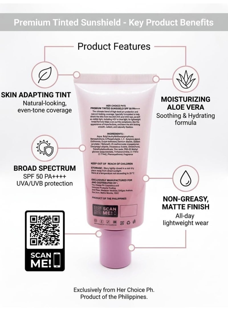 Her Choice Ph Premium Tinted Sunshield SPF 50 PA++++, 50g - Image 4