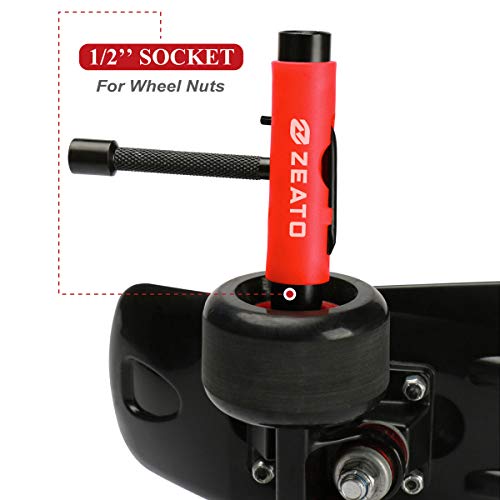 Zeato [Upgrade Version] All-In-One Skate Tools Multi-function Portable Skateboard T Tool Accessory with T-type Allen Key and L-type Phillips Head Wrench Screwdriver - Red - Image 4