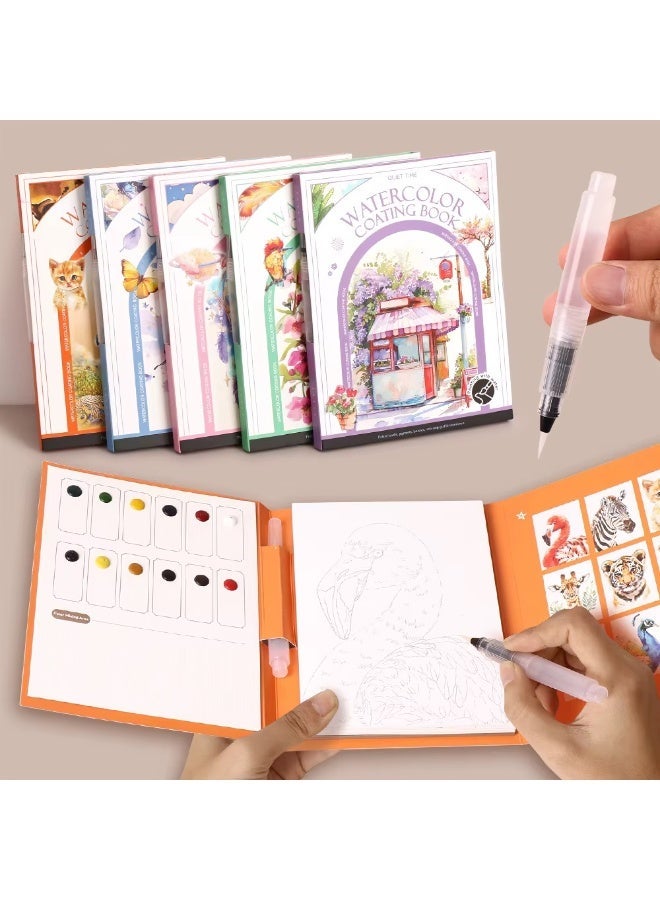 YUELU Portable Watercolor Painting Book with Brush | Travel Pocket Art & Drawing Set - Image 2