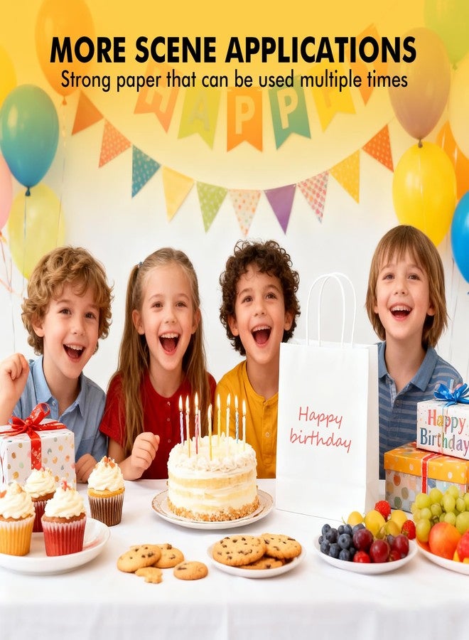 RACETOP أكياس تسوق كرافت من ريستوب، 100 قطعة، مقاس 10×5×13 بوصة، أكياس ورقية بيضاء بمقابض، عبوة بالجملة، أكياس هدايا من الورق المعاد تدويره، مناسبة لحفلات أعياد الميلاد ومتاجر البقالة والتجزئة. - Image 5