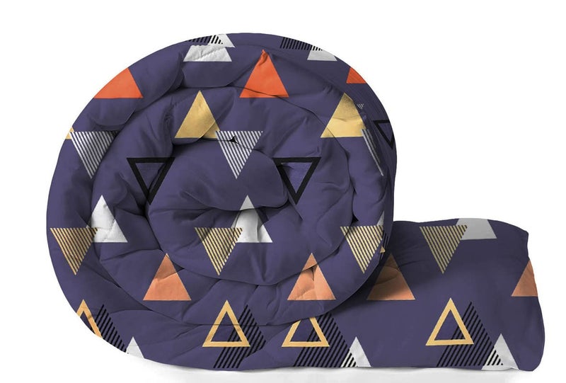 BSB مجموعة لحاف BSB HOME 300 GSM مطبوع مثلث للسرير المزدوج/الملكي مع 1 ملاءة مسطحة - 90x100 بوصة وغطائي وسادة II 4 قطع - رمادي وصدأ - Image 3