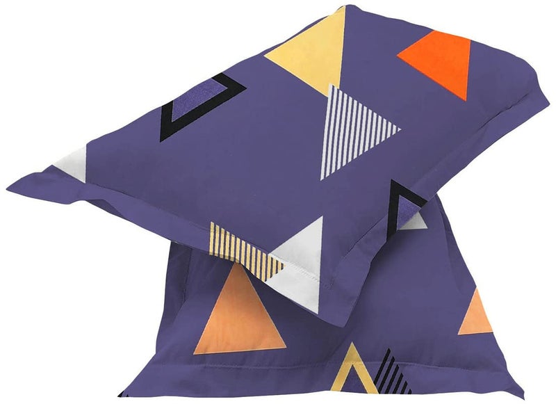 BSB مجموعة لحاف BSB HOME 300 GSM مطبوع مثلث للسرير المزدوج/الملكي مع 1 ملاءة مسطحة - 90x100 بوصة وغطائي وسادة II 4 قطع - رمادي وصدأ - Image 4