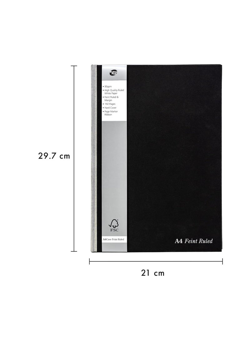 Pukka Pad 1 Pukka Pad Black Linen Casebound A4 Pad – Pack of 1 Hardback Notebooks with 192 Pages of 90GSM Paper with 8mm Lines and Margin – 29.7 x 21cm, Black - Image 2