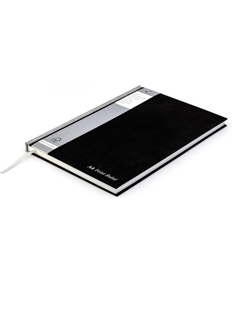 Pukka Pad 1 Pukka Pad Black Linen Casebound A4 Pad – Pack of 1 Hardback Notebooks with 192 Pages of 90GSM Paper with 8mm Lines and Margin – 29.7 x 21cm, Black - Image 3