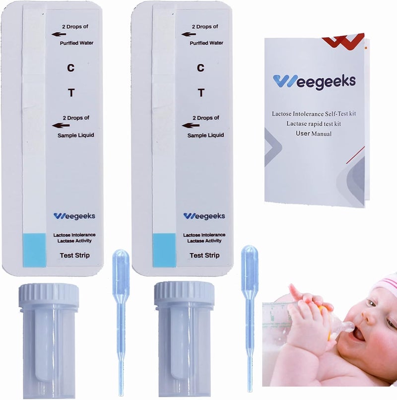 WEEGEEKS 2Pcs Lactose Intolerance Test Strips at Home for Adult and Kid Lactase Activity Test Food Sensitivity Test 