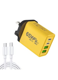 X-level 65W Type C Charger with Cable,Super Fast GaN Wall Charger with 2 PD USB C 2 QC USB A Laptop Charger,4-Port Compact Foldable UK Plug Adaptor for MacBook Air Samsung iPhone iPad Galaxy Huawei Xiaomi and More  - Image 1